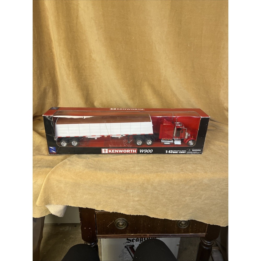 NEW RAY KENWORTH W900 TRACTOR TRAILER COVERED DUMP BED RED CAB 15253